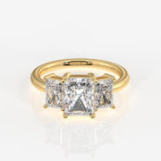 Radiant Cut Moissanite Diamond Trilogy Sterling Silver Ring