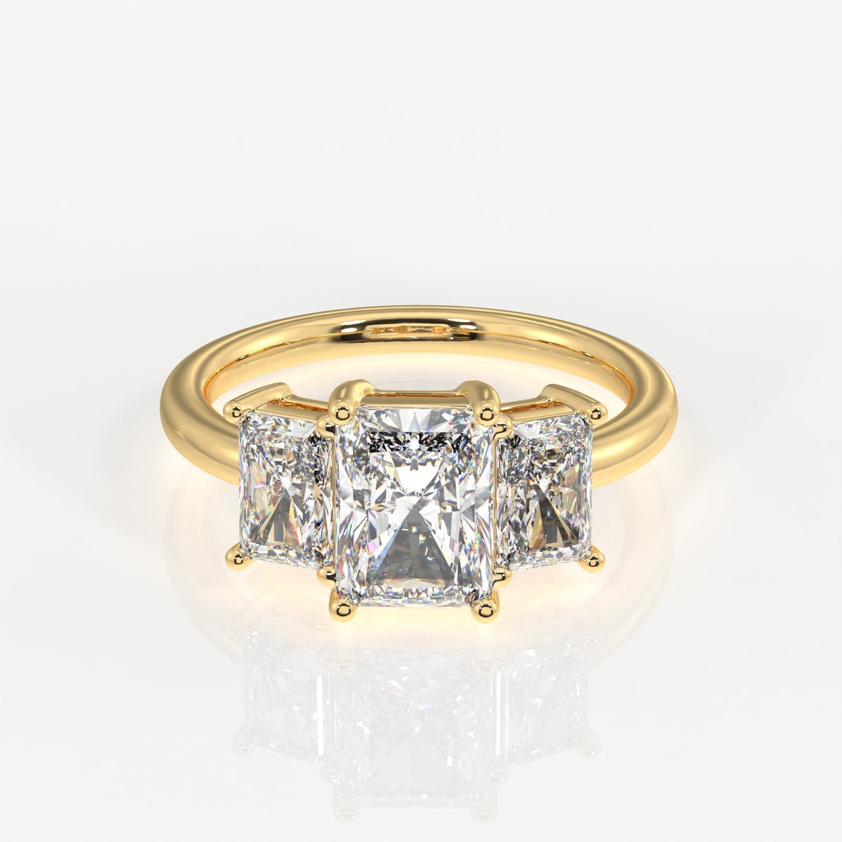Radiant Cut Moissanite Diamond Trilogy Sterling Silver Ring