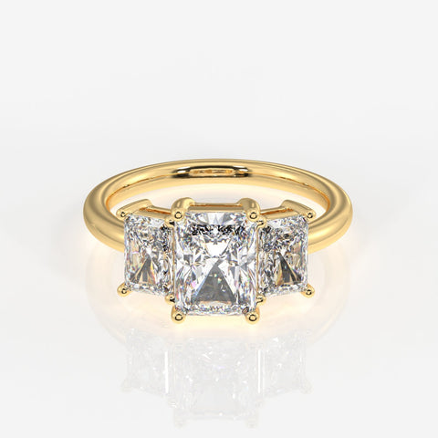 Radiant Cut Moissanite Diamond Trilogy Sterling Silver Ring