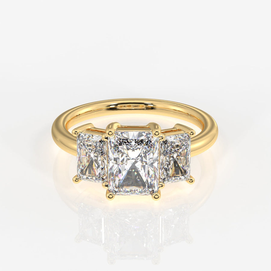 Radiant Cut Moissanite Diamond Trilogy Sterling Silver Ring