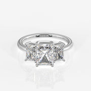 Radiant Cut Moissanite Diamond Trilogy Sterling Silver Ring