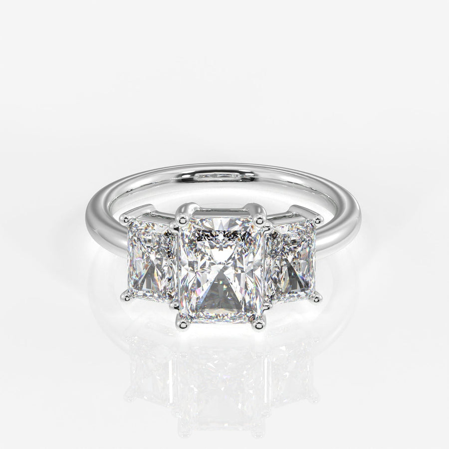Radiant Cut Moissanite Diamond Trilogy Sterling Silver Ring