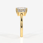 Radiant Cut Moissanite Diamond Trilogy Sterling Silver Ring