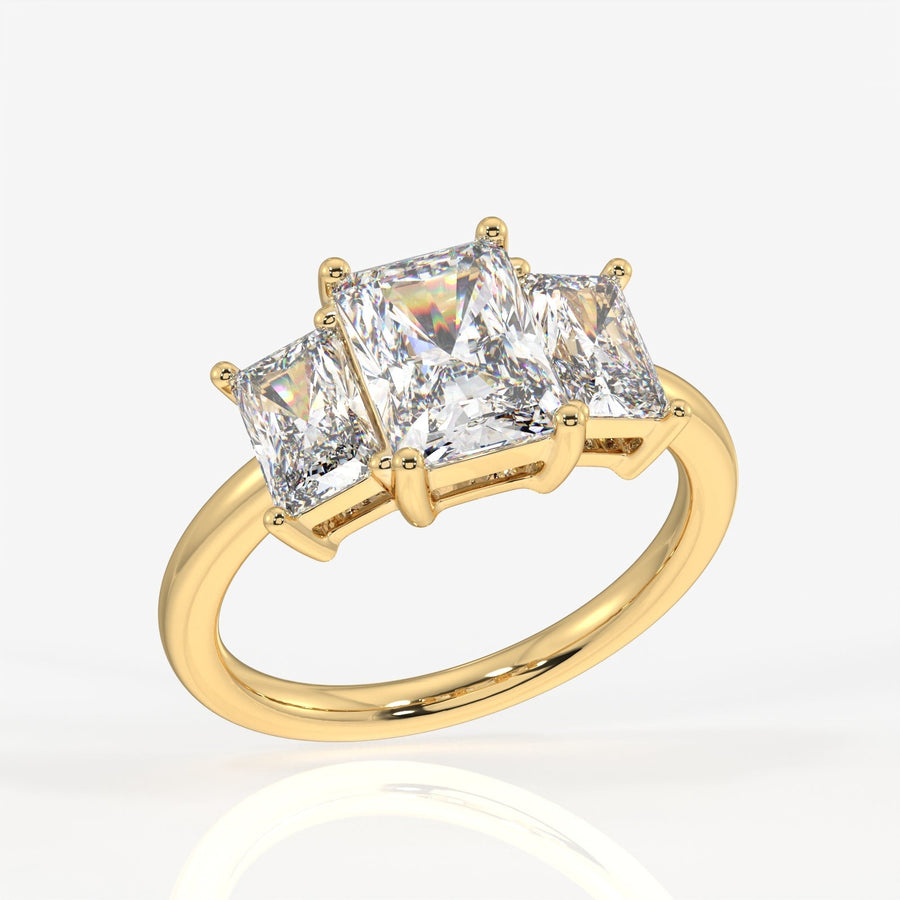 Radiant Cut Moissanite Diamond Trilogy Sterling Silver Ring