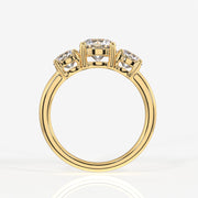 Round Cut Moissanite Diamond Trilogy Sterling Silver Ring