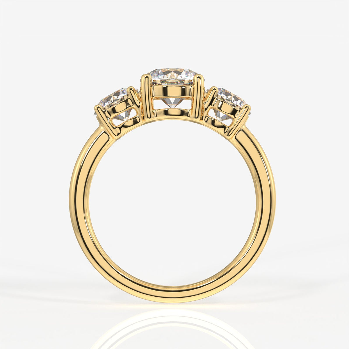 Round Cut Moissanite Diamond Trilogy Sterling Silver Ring