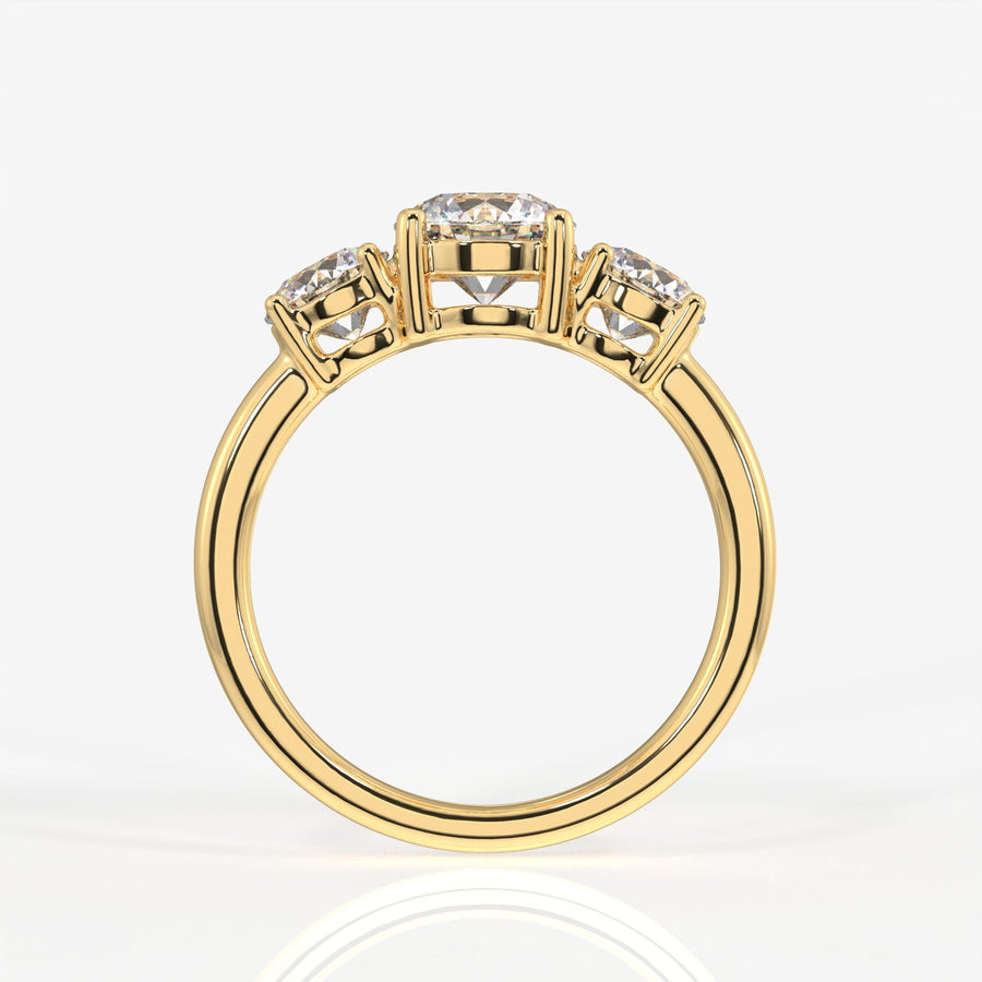 Round Cut Moissanite Diamond Trilogy Sterling Silver Ring