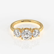 Round Cut Moissanite Diamond Trilogy Sterling Silver Ring