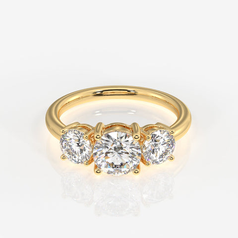 Round Cut Moissanite Diamond Trilogy Sterling Silver Ring