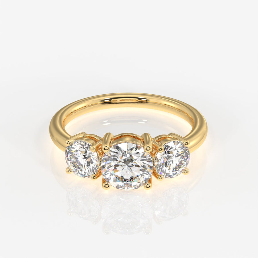 Round Cut Moissanite Diamond Trilogy Sterling Silver Ring