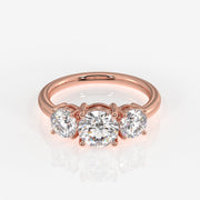 Round Cut Moissanite Diamond Trilogy Sterling Silver Ring