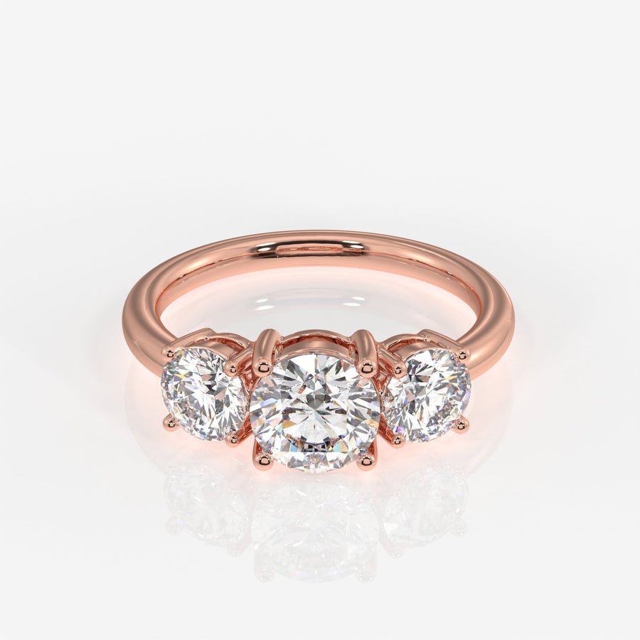 Round Cut Moissanite Diamond Trilogy Sterling Silver Ring