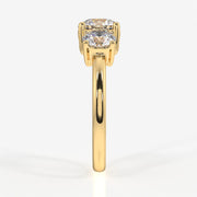 Round Cut Moissanite Diamond Trilogy Sterling Silver Ring