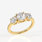 Round Cut Moissanite Diamond Trilogy Sterling Silver Ring