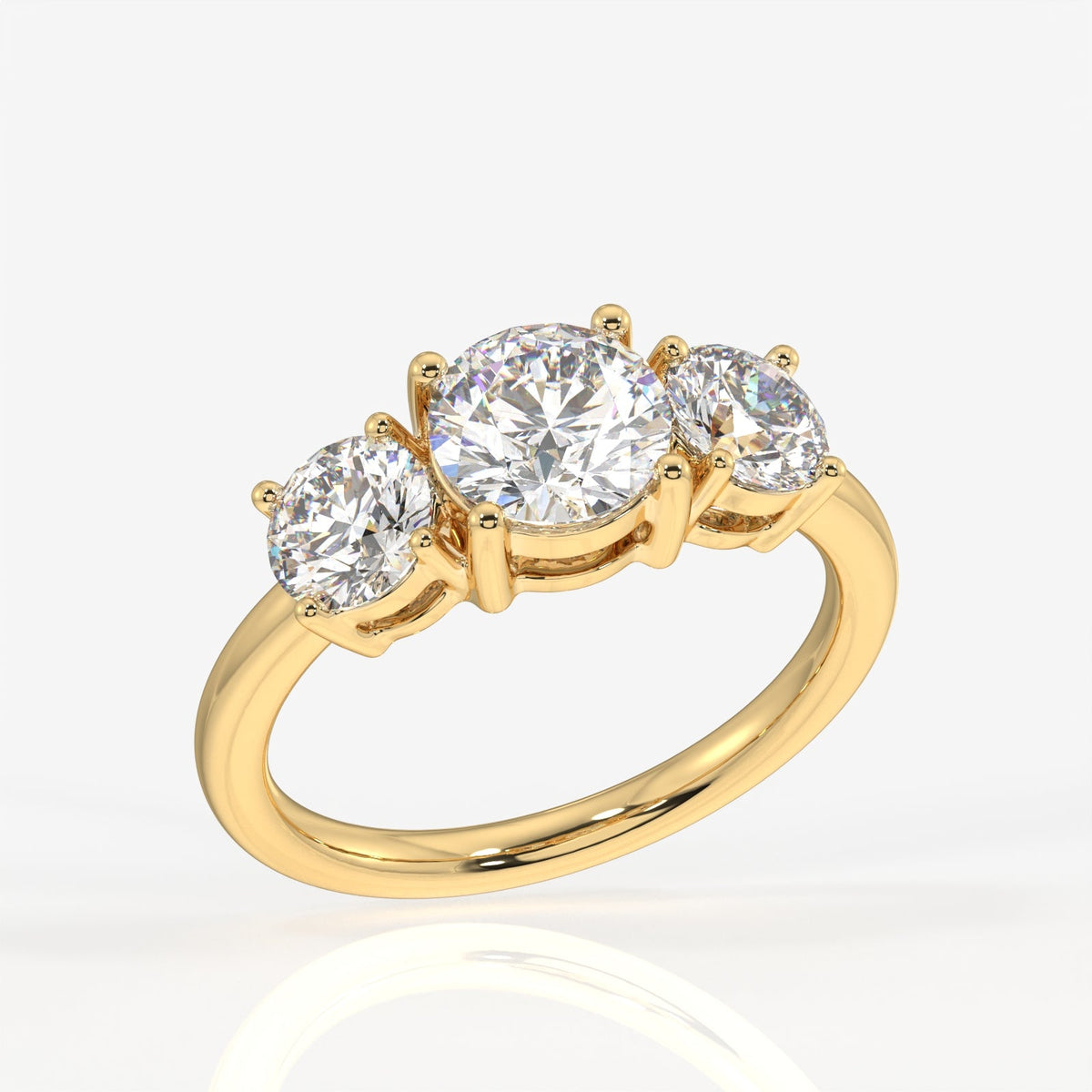 Round Cut Moissanite Diamond Trilogy Sterling Silver Ring