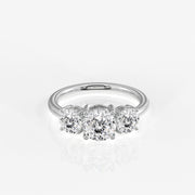 Portuguese Cut Moissanite Diamond Trilogy Sterling Silver Ring