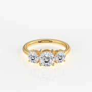 Portuguese Cut Moissanite Diamond Trilogy Sterling Silver Ring