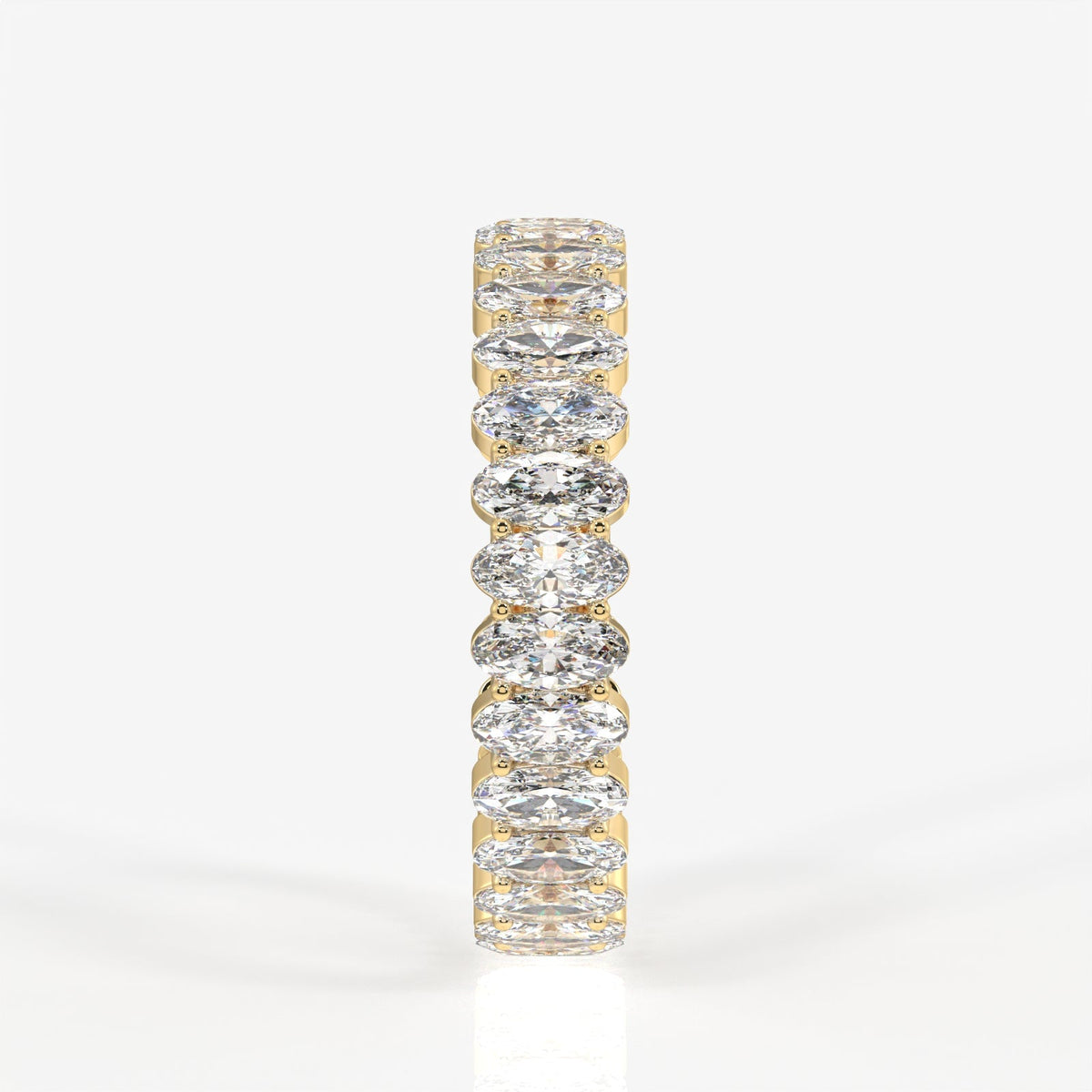 Oval Cut Moissanite Diamond Eternity Sterling Silver Band Ring