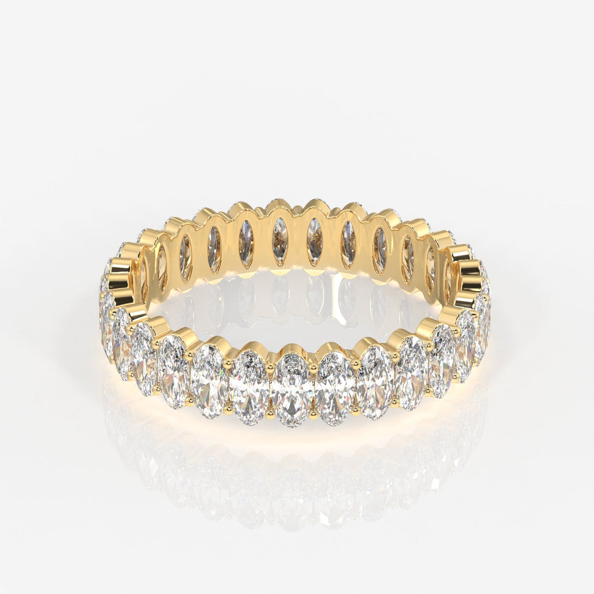 Oval Cut Moissanite Diamond Eternity Sterling Silver Band Ring