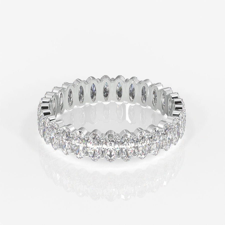 Oval Cut Moissanite Diamond Eternity Sterling Silver Band Ring