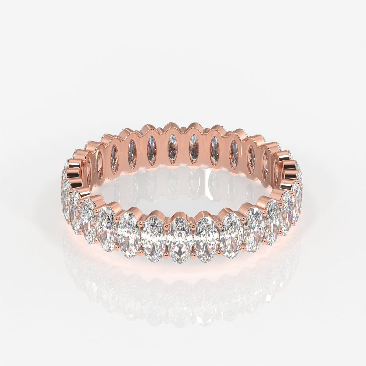 Oval Cut Moissanite Diamond Eternity Sterling Silver Band Ring