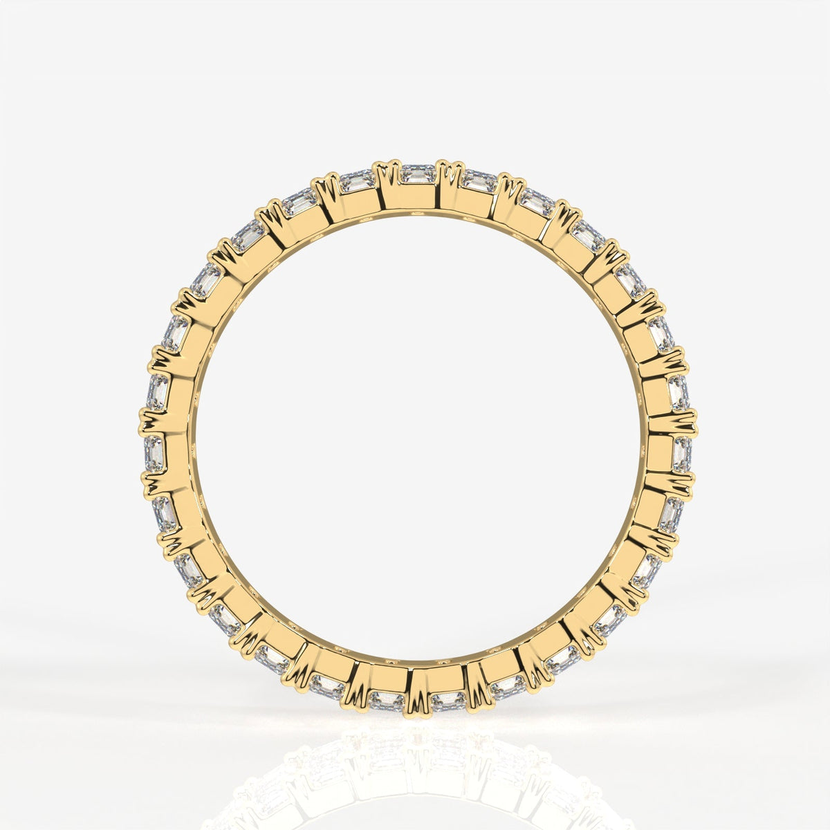 Emerald Cut Moissanite Diamond Eternity Sterling Silver Band Ring