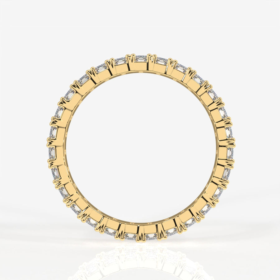 Emerald Cut Moissanite Diamond Eternity Sterling Silver Band Ring