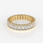 Emerald Cut Moissanite Diamond Eternity Sterling Silver Band Ring