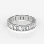 Emerald Cut Moissanite Diamond Eternity Sterling Silver Band Ring