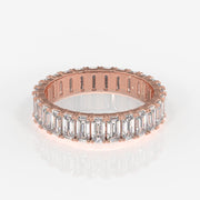 Emerald Cut Moissanite Diamond Eternity Sterling Silver Band Ring