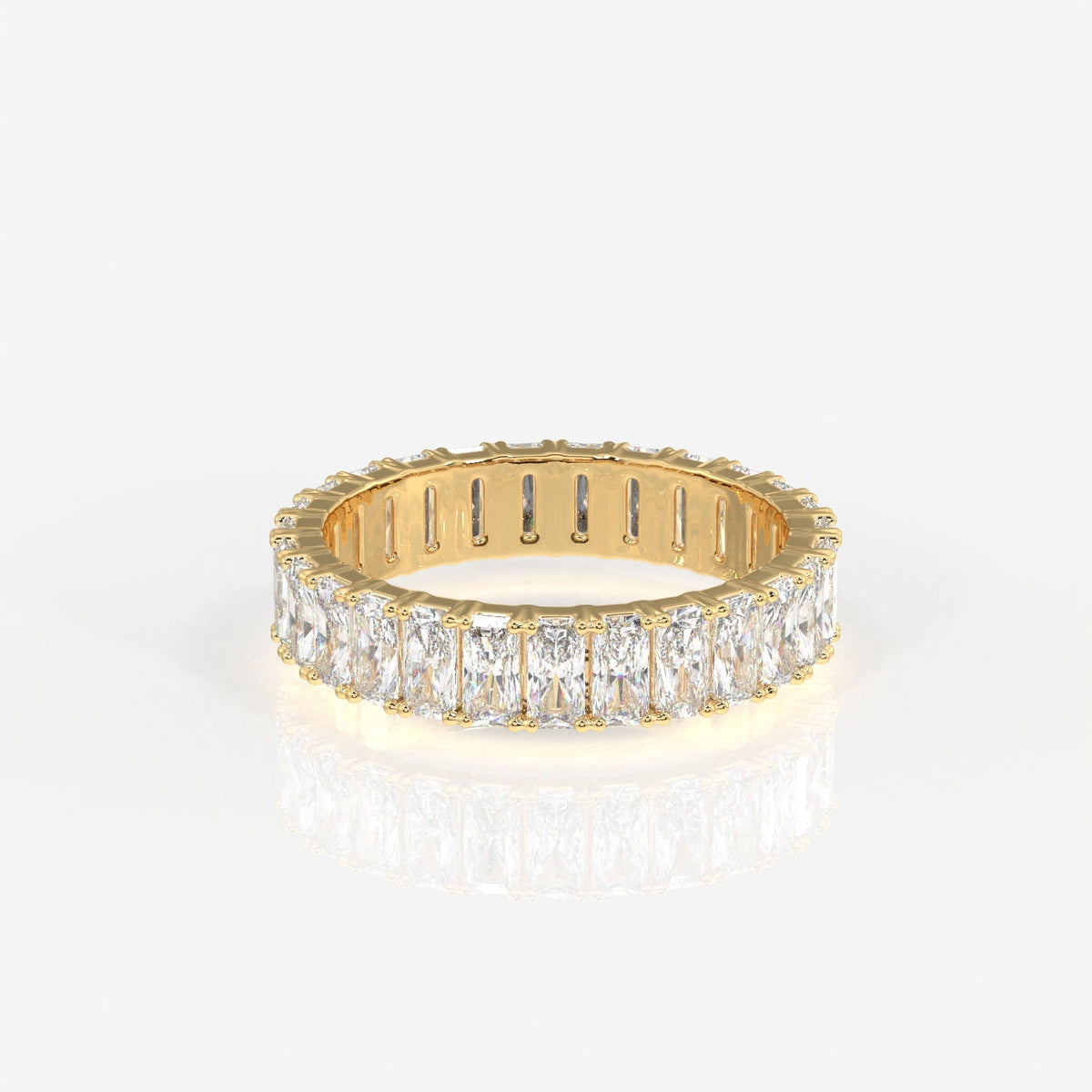 Radiant Cut Moissanite Diamond Eternity Band Sterling Silver Ring