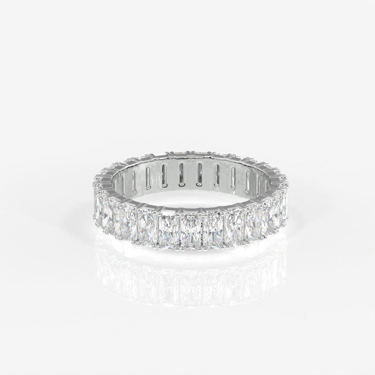 Radiant Cut Moissanite Diamond Eternity Band Sterling Silver Ring