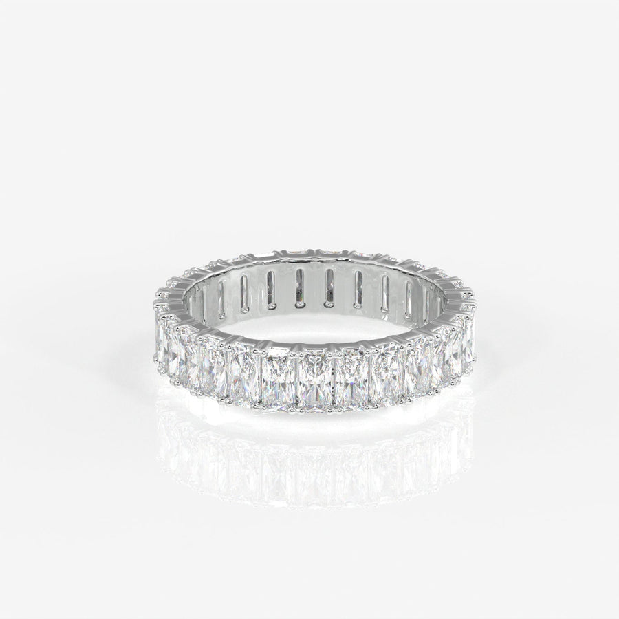 Radiant Cut Moissanite Diamond Eternity Band Sterling Silver Ring
