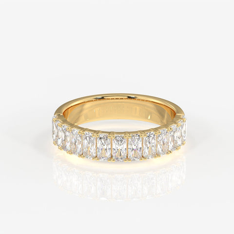 Radiant Cut Moissanite Diamond Wedding Band Sterling Silver Ring