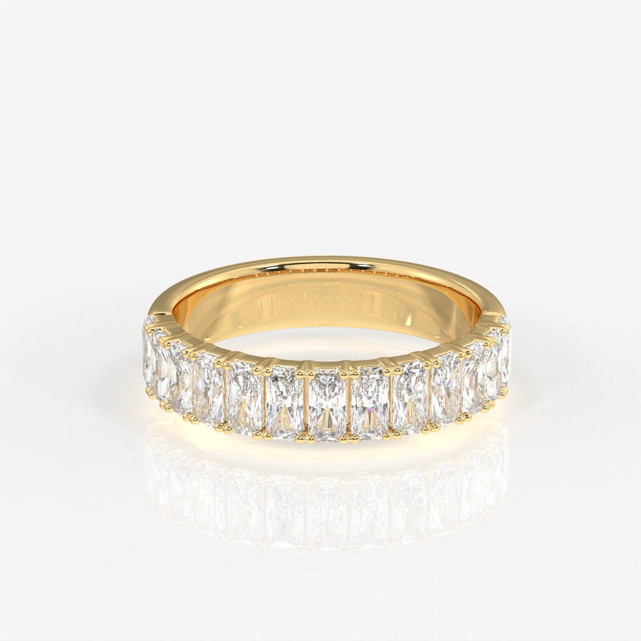 Radiant Cut Moissanite Diamond Wedding Band Sterling Silver Ring