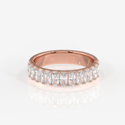 Radiant Cut Moissanite Diamond Wedding Band Sterling Silver Ring