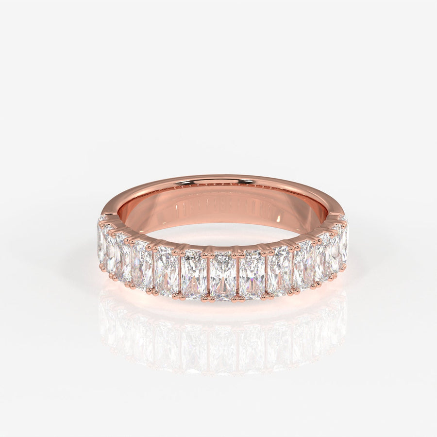 Radiant Cut Moissanite Diamond Wedding Band Sterling Silver Ring