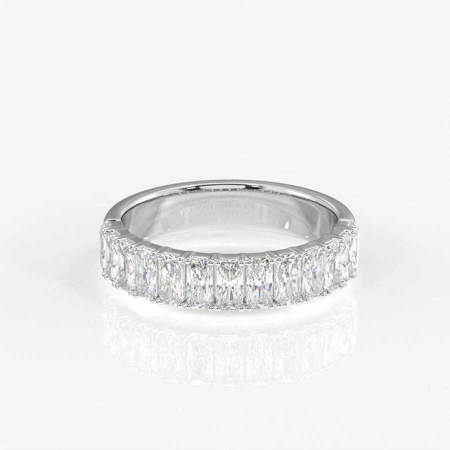 Radiant Cut Moissanite Diamond Wedding Band Sterling Silver Ring