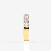 Radiant Cut Moissanite Diamond Wedding Band Sterling Silver Ring