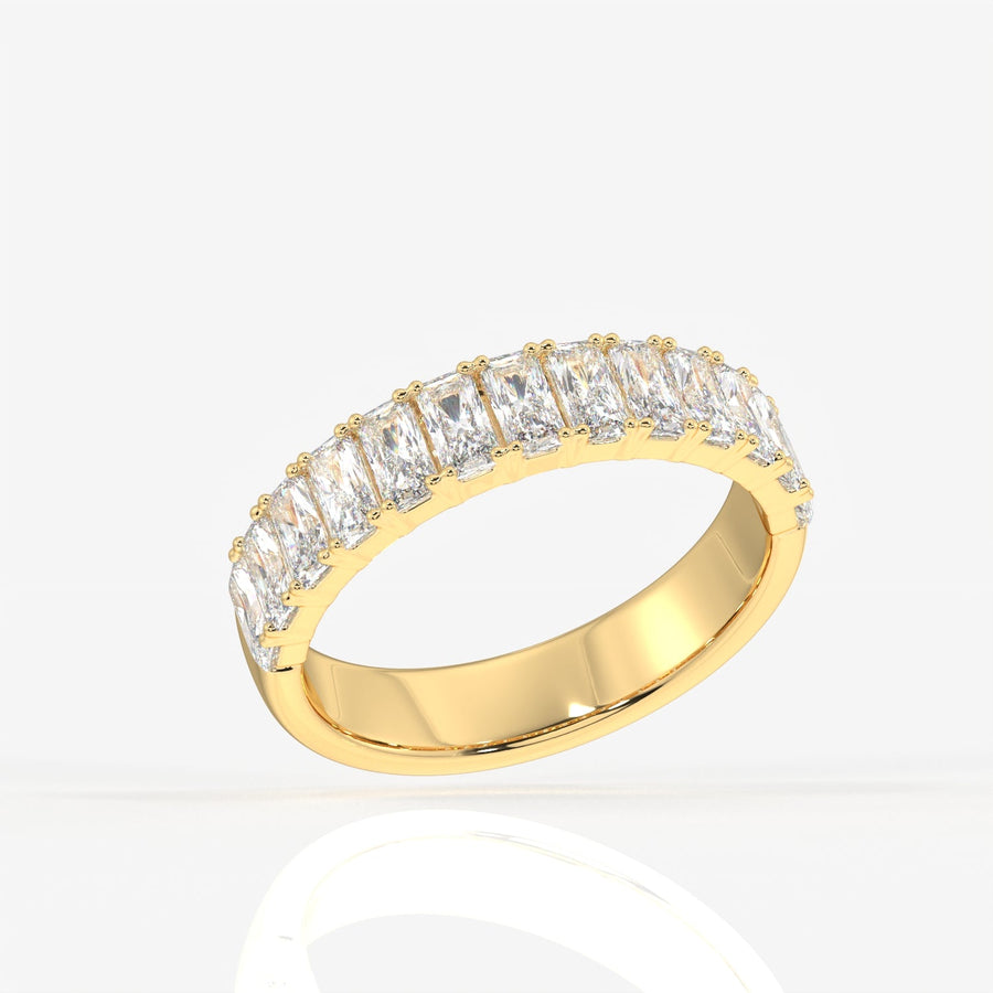 Radiant Cut Moissanite Diamond Wedding Band Sterling Silver Ring