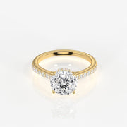 Portuguese Cut Moissanite Diamond Hidden Halo Sterling Silver Ring