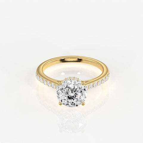 Portuguese Cut Moissanite Diamond Hidden Halo Sterling Silver Ring
