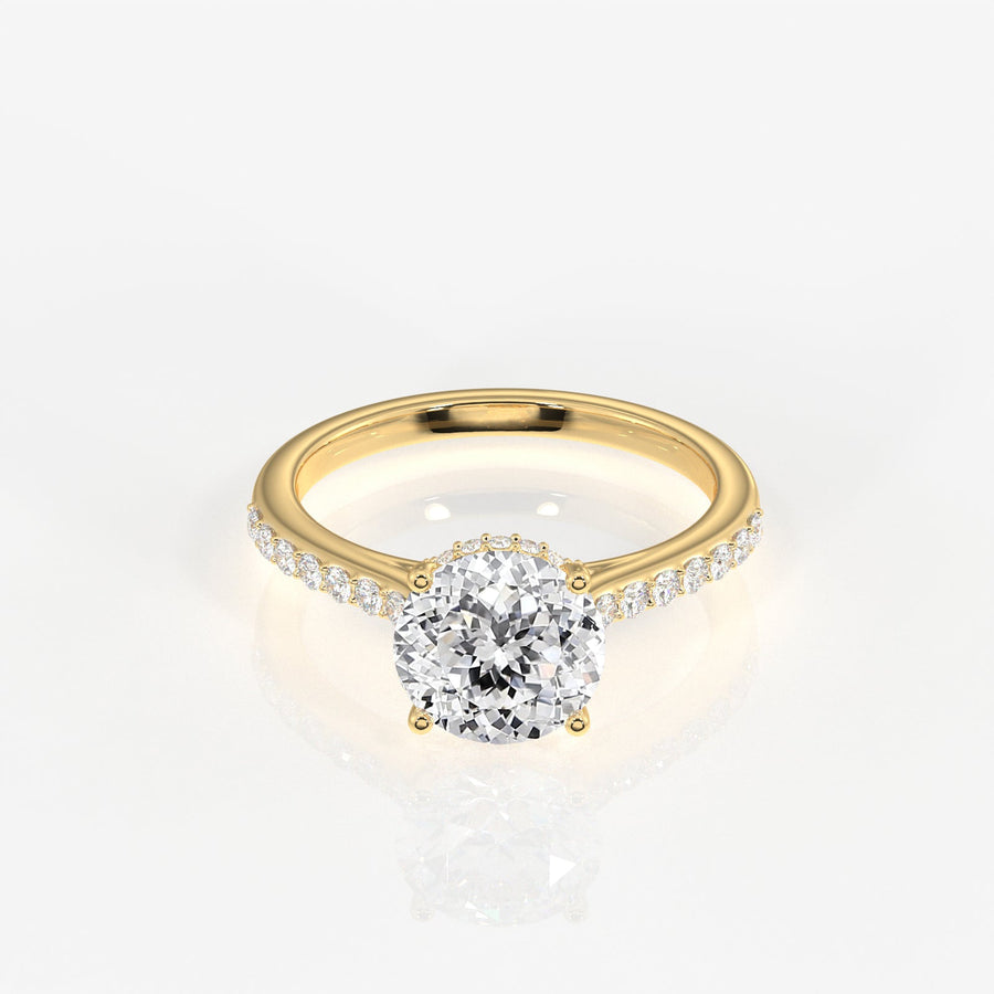 Portuguese Cut Moissanite Diamond Hidden Halo Sterling Silver Ring