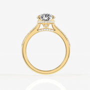 Portuguese Cut Moissanite Diamond Hidden Halo Sterling Silver Ring