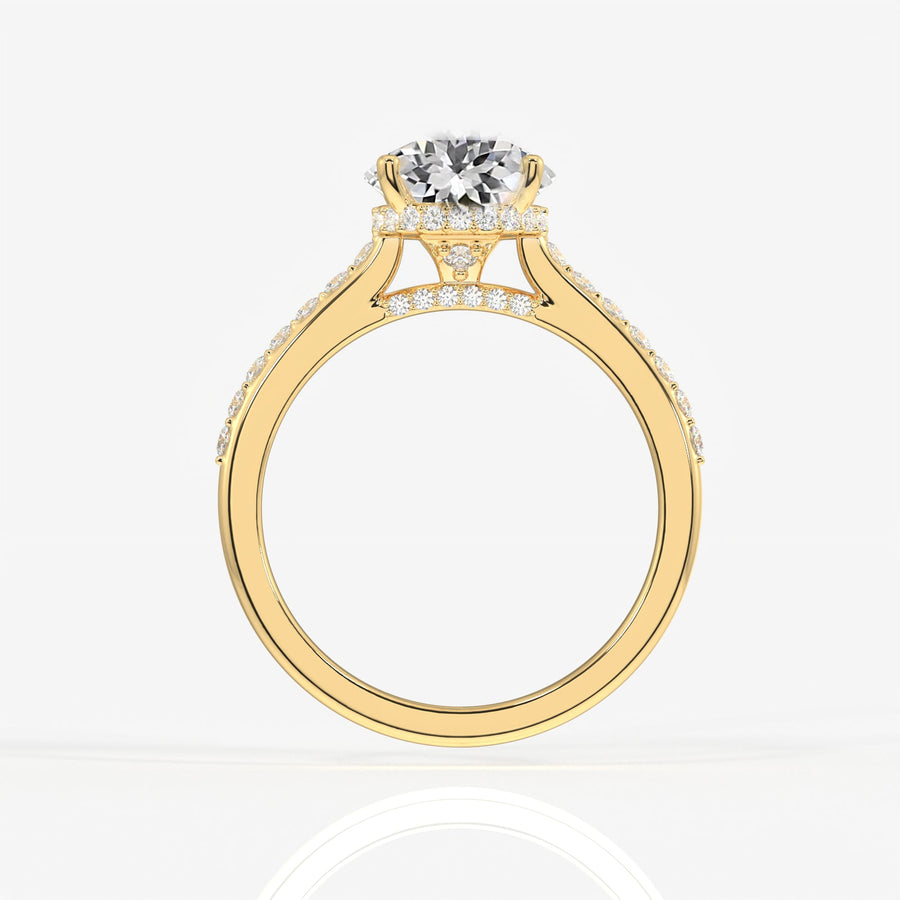Portuguese Cut Moissanite Diamond Hidden Halo Sterling Silver Ring