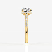 Portuguese Cut Moissanite Diamond Hidden Halo Sterling Silver Ring