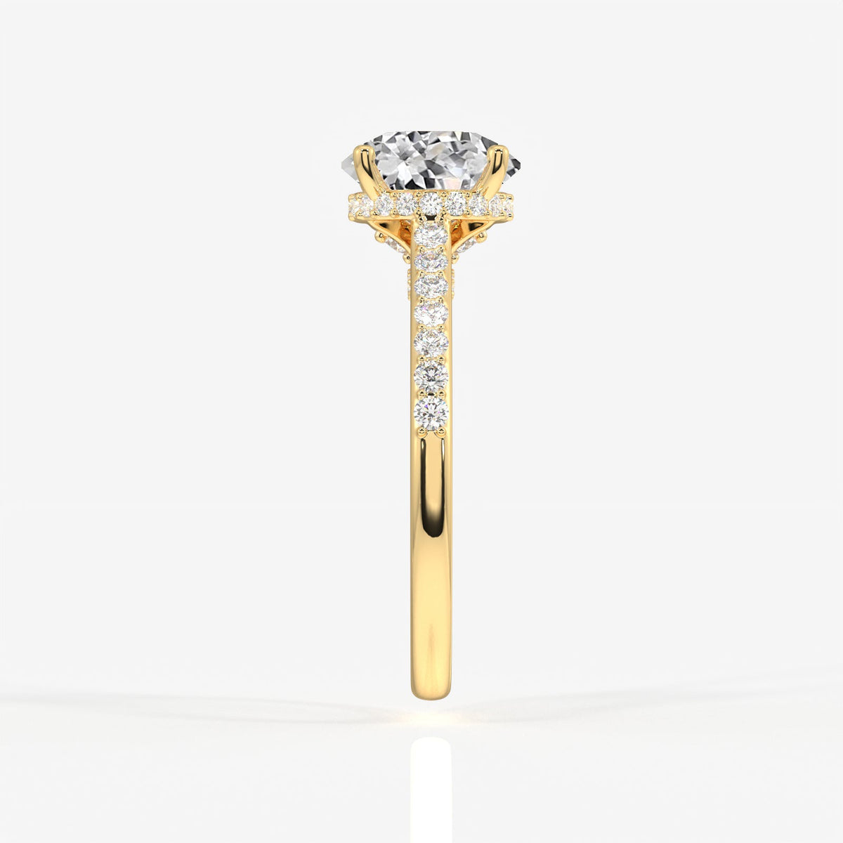 Portuguese Cut Moissanite Diamond Hidden Halo Sterling Silver Ring