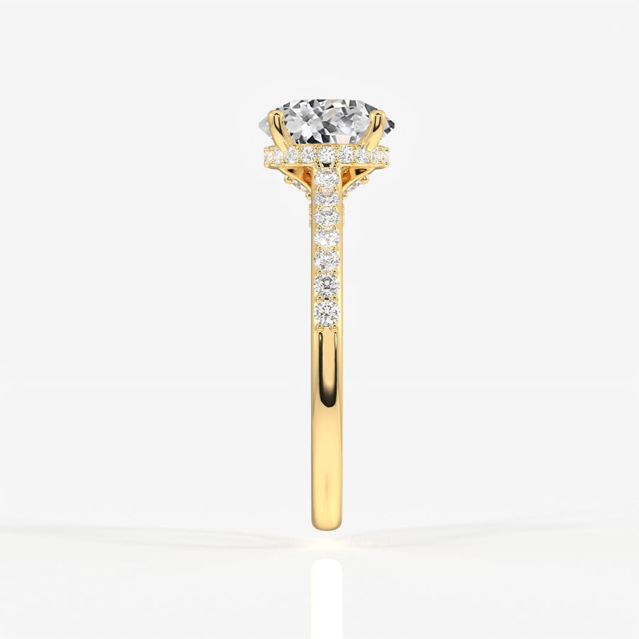 Portuguese Cut Moissanite Diamond Hidden Halo Sterling Silver Ring