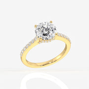Portuguese Cut Moissanite Diamond Hidden Halo Sterling Silver Ring