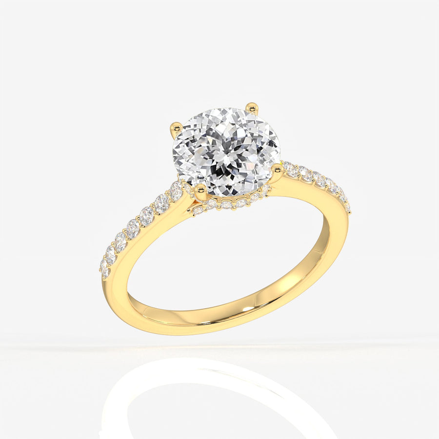 Portuguese Cut Moissanite Diamond Hidden Halo Sterling Silver Ring